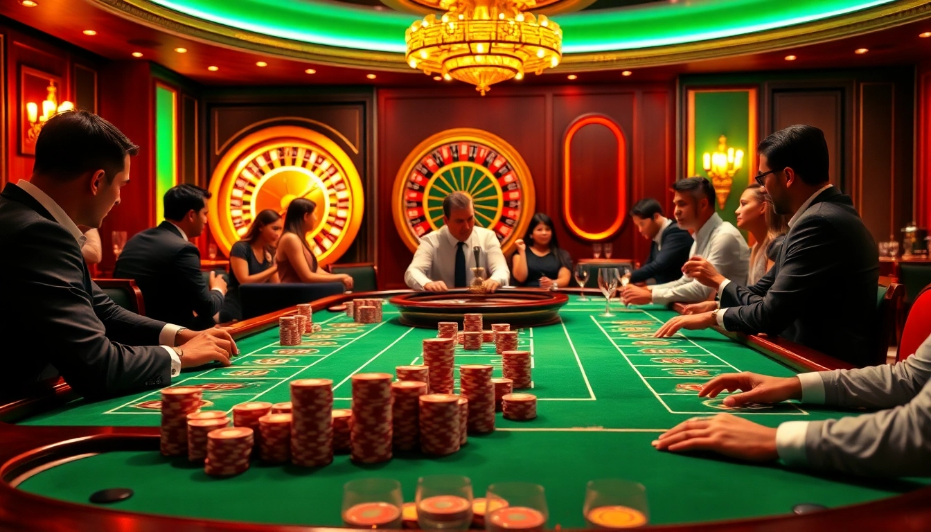 Experience luxury gaming with FEBET at an exhilarating casino table featuring poker chips and a spinning roulette wheel.
