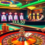 Experience the thrill of play and winning at https://www.jl55.club/ with a colorful casino scene featuring poker and roulette.