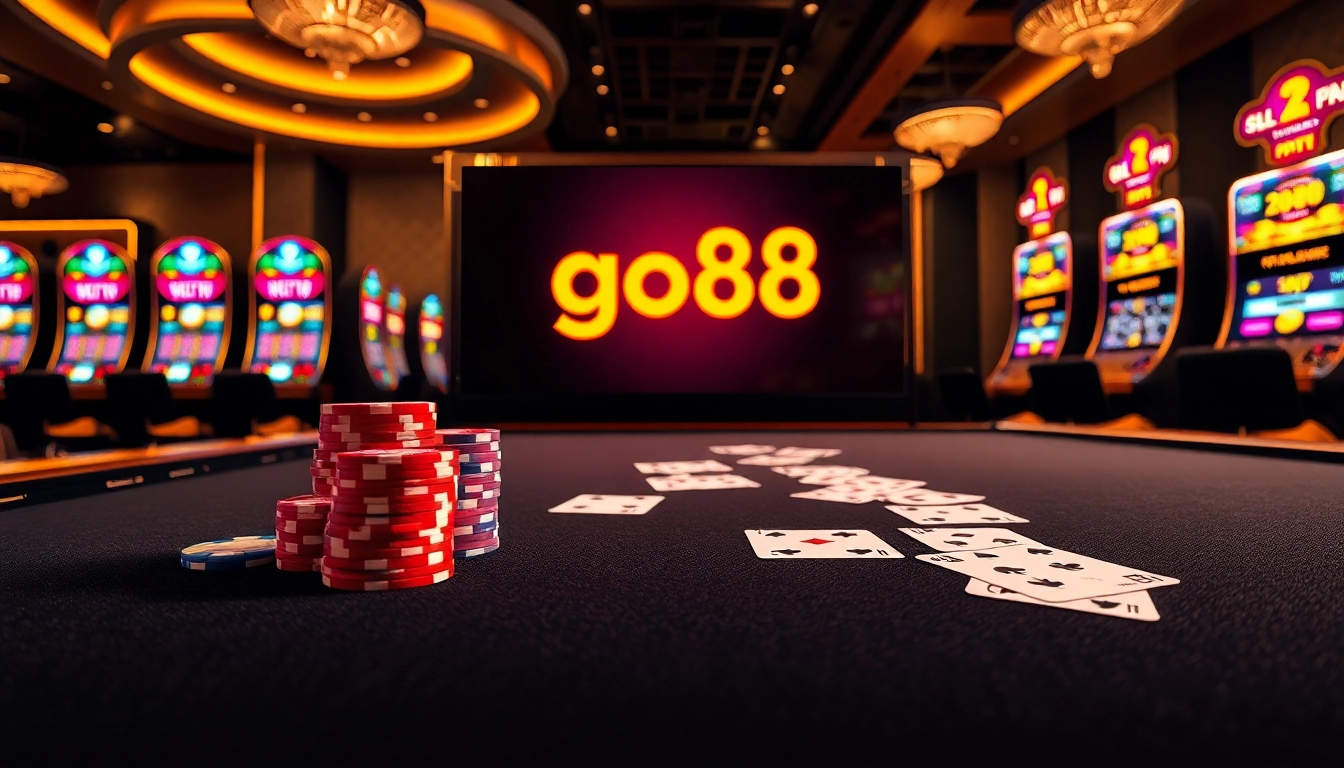 Experience thrilling online gambling at go88 with vibrant cards and exciting casino ambiance.
