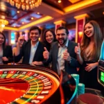 Players enjoy thrilling casino games at 8kbet with roulette and slot machines.