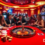 Players enjoying DH88 BET experiences at an elegant casino table with poker chips and cards.