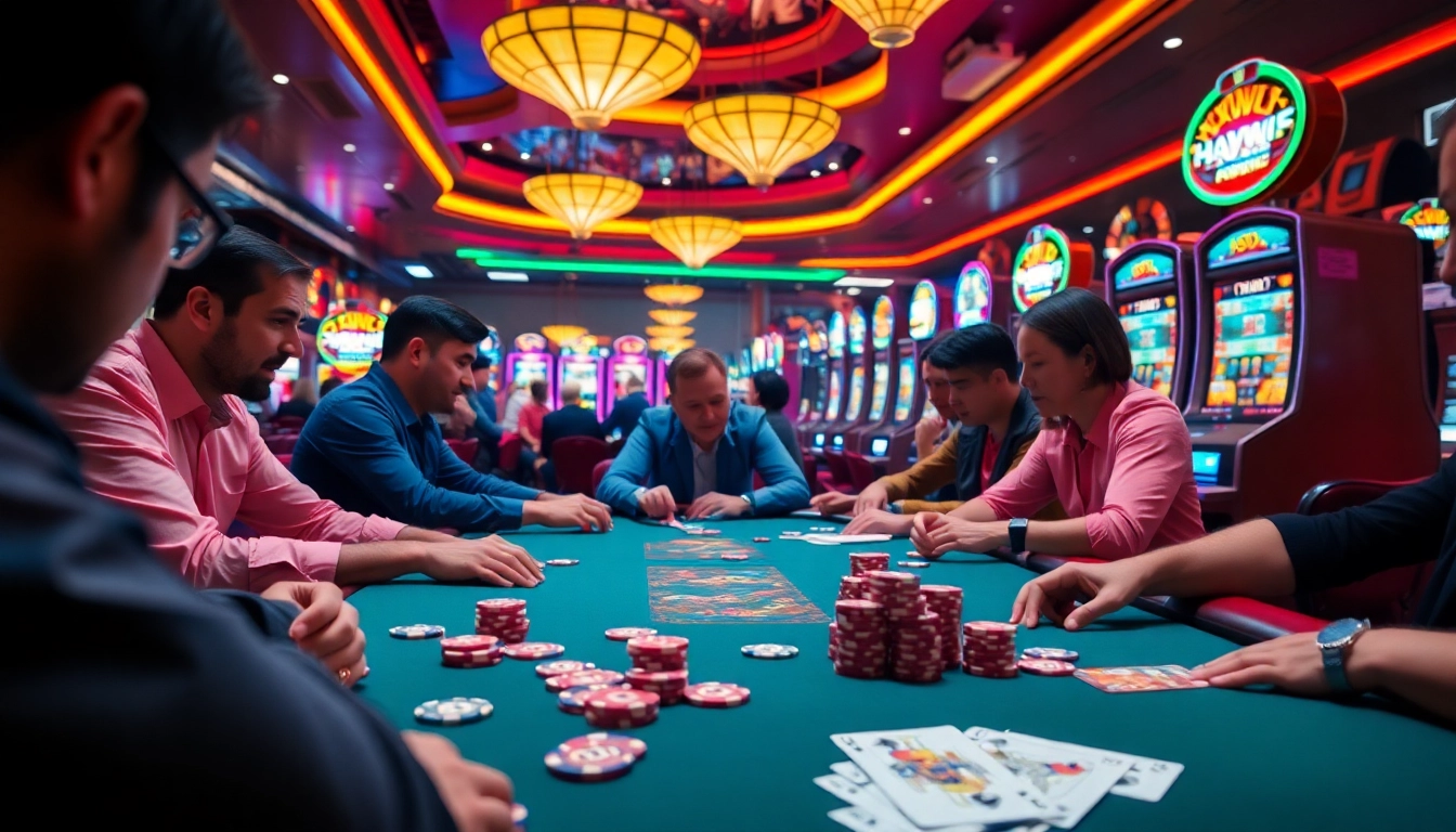 Players at a high-stakes poker table experience excitement at HAYWIN Casino.