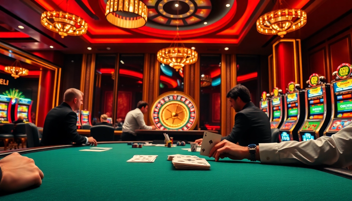 Engaged players at the tr88 casino table reveal their cards in an exciting poker game.
