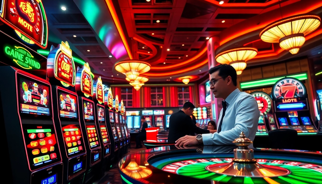 Engaging players at xổ số xn88 lottery gaming interface with vibrant colors and luxury elements.