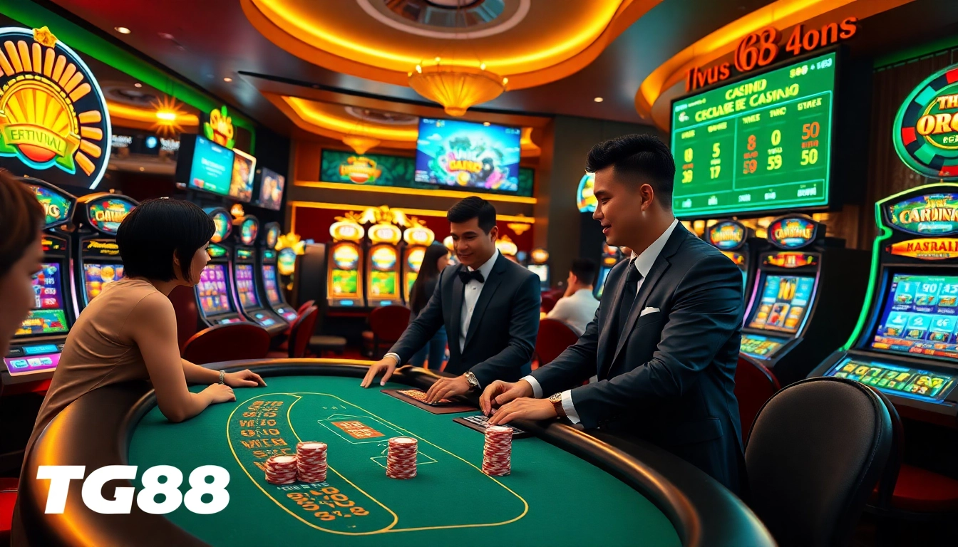 Experience the thrilling features of the TG88 app in a vibrant online casino setting.