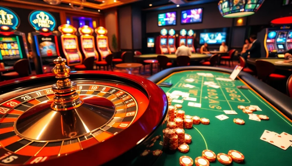 Engage in thrilling games at https://nk88net.com/ with vibrant casino visuals showcasing roulette, poker, and slots.