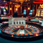 Action-packed scene of gamblers playing at a casino with fun79 represented clearly on a betting slip.