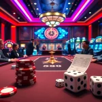 Join exciting games at https://winvn.wiki with a vibrant casino scene showcasing poker, slots, and roulette.