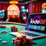 Experience lode88 online betting with exciting casino tables and vibrant poker chips.