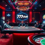 Experience the excitement at 789club with vibrant poker and slot machines in a luxurious casino setting.