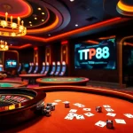 Players enjoying exciting games at TP88 casino with roulette, poker, and slot machines.