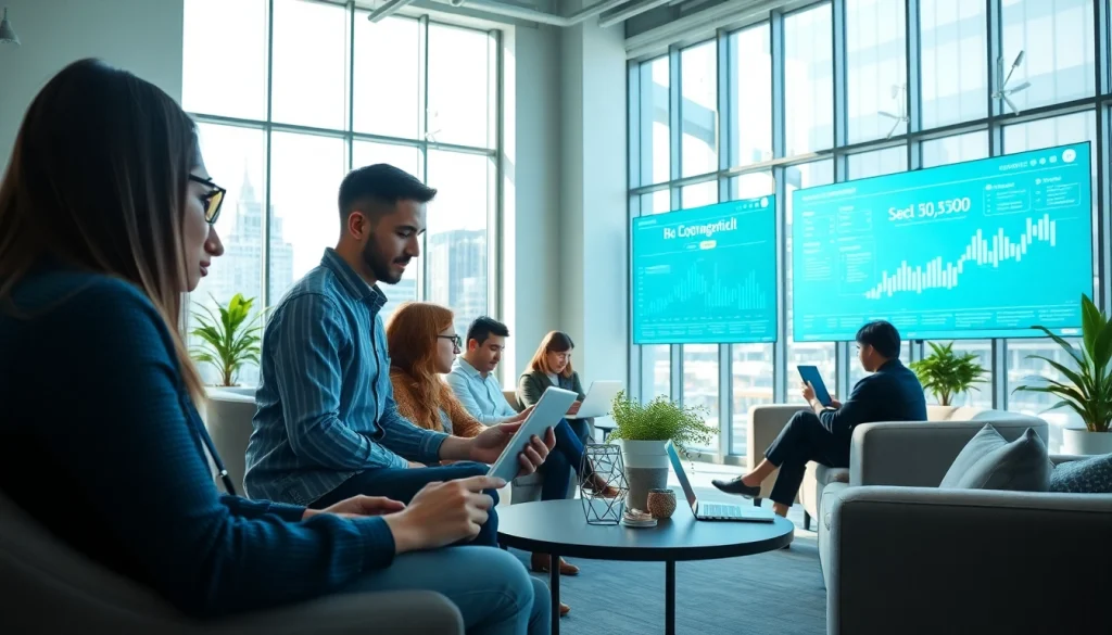 Dynamic coworking space scene showcasing professionals collaborating effectively, emphasizing innovation linked to open88.com.