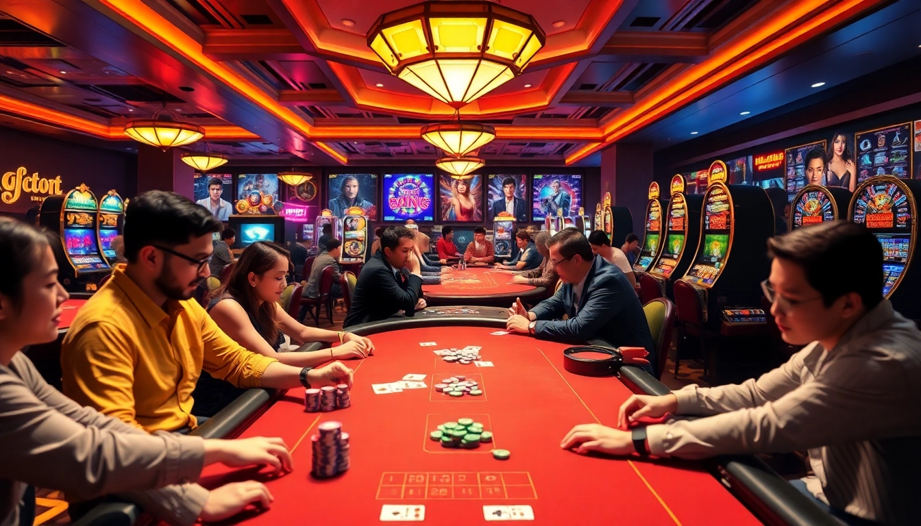 Players enjoying a thrilling online casino experience at tk88win.live, highlighting games and camaraderie.