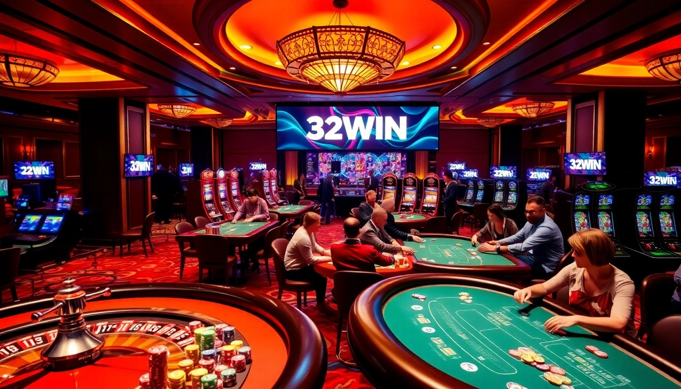 Experience the excitement of gambling at 32WIN with vibrant casino tables and thrilling games.