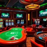 Experience the thrill of winning at F168's vibrant casino featuring engaging slot machines and poker tables.