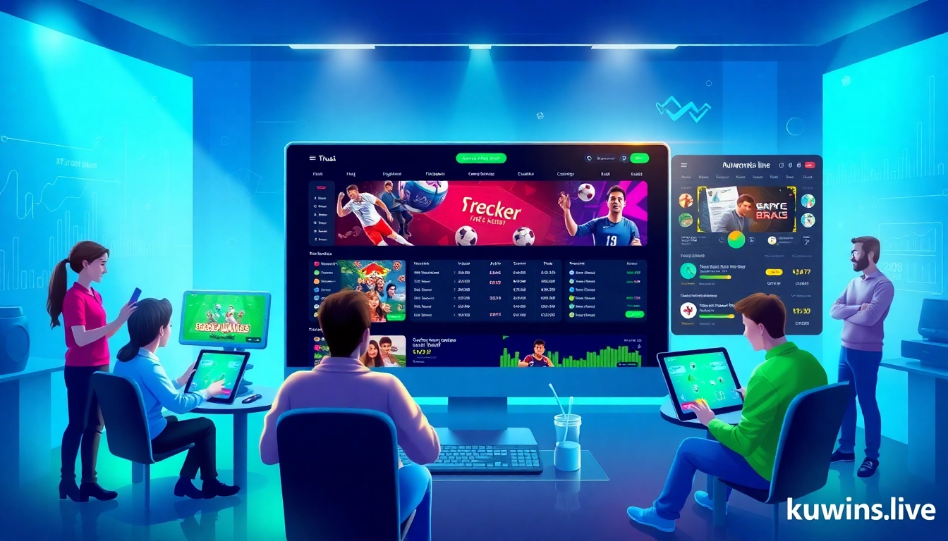 Visual representation of an online gambling platform at https://kuwins.live/, showcasing betting options and player engagement.