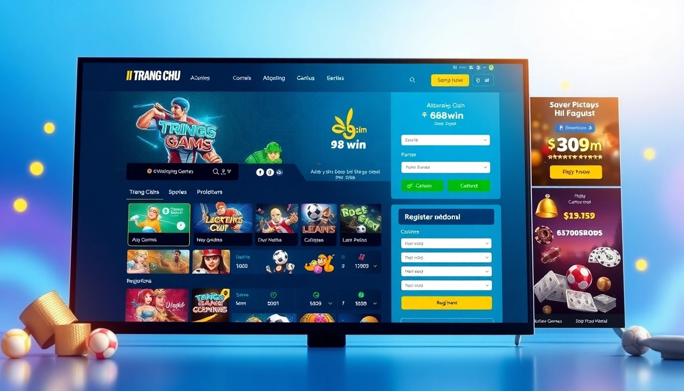 Engaging interface of the trang chu 98win online betting platform showcasing casino games and sports betting.