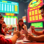 Exciting scene showcasing Song thủ lô lottery players checking winning numbers with joyful expressions.