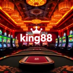 Dynamic casino scene with king88 logo showcased, vibrant atmosphere, and immersive gaming elements.