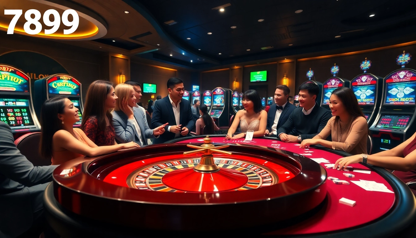 Experience the thrill of 789P with a vibrant casino scene filled with poker chips and roulette action.