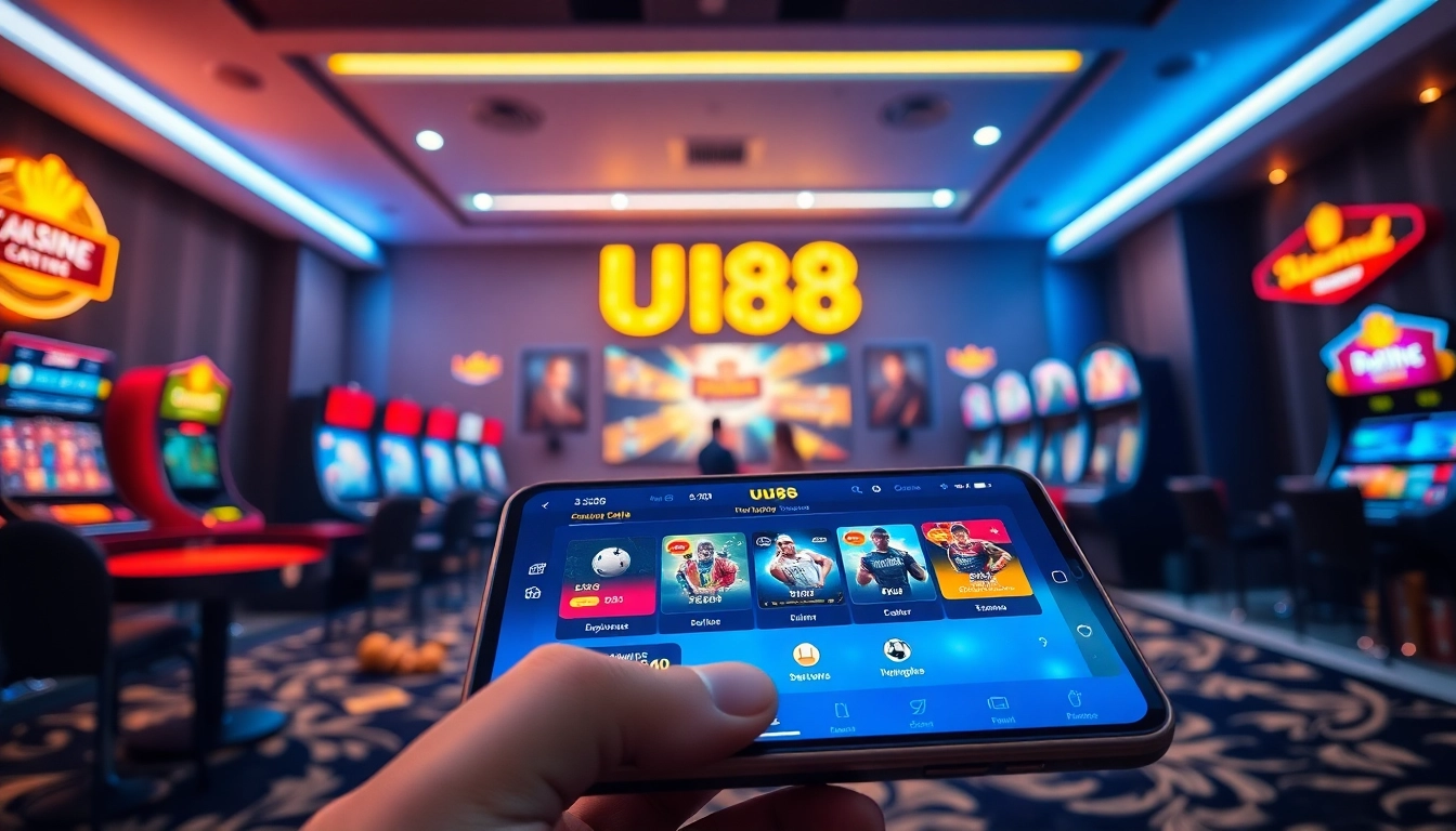 Engaging visual of the UU88 online betting platform with diverse games and vibrant interface.