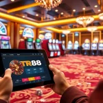 Betting on the TR88 platform amidst an exciting casino atmosphere.